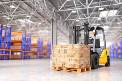 big warehouse on blurred background